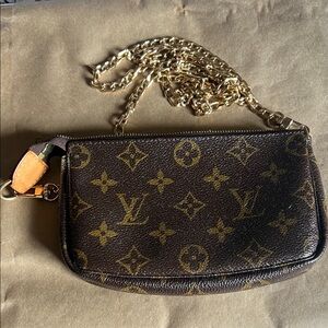 Louis Vuitton Monogram Clutch with Gold Chain